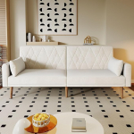 Merax diivan magamisfunktsiooniga, kokkupandav diivanvoodi, 2-kohaline, 3 reguleeritavat nurka, 2 padja, sametkangas, koju, kodukinosse, kontorisse, 180 x 75 x 82 cm, beež