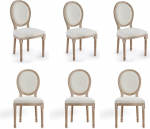 VONLUCE s&ouml;&ouml;gitoolide komplekt 6 polsterdatud toolist s&ouml;&ouml;gitoolid puidust &uuml;mmarguste seljatugedega Vintage k&ouml;&ouml;gitool prantsuse s&ouml;&ouml;gitoolid t&auml;ispuidust s&ouml;&ouml;gitoolid pehmendusega tool beež