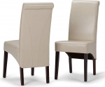 Simpli Home Avalon Deluxe Parson s&ouml;&ouml;gitooli (2 tk), kunstnahk, satiinikreem, 45,21 x 50,04 x 102,11 cm
