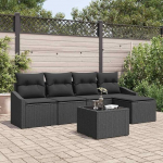 Modernes Terrassenm&ouml;bel Set 6-teiliges Sofa Set f&uuml;r Terrasse Outdoor Sofa mit Kissen Gartenm&ouml;bel Poly Rattan in Schwarz