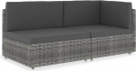 Modulares Mittelsofa Poly Rattan Grau PE Rattan M&ouml;bel Outdoor Diivan 2-TLG. Garten Lounge komplekt