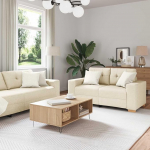 Beiges Sofa mit Metallrahmen im Leinenmischgewebe, 2-Sitzer Sofa Set beež in den Ma&szlig;en 221 x 80 x 80 cm
