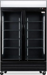 Joogikapp 2 klaasist ust 880 L - Temperatuur 2 kuni 8 &deg;C - LED valgustus - topeltklaas - ratastel - automaatne sulgemine - valgustatud reklaamkate - must - 1295 x 695 x 2010 mm