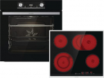 Gorenje 738885 OptiBake Black Steam Set, 77L, Hot Air, AquaClean, GentleClose & Open, AirFry, Pizza Mode 300&deg;C, PerfectGrill, klaasist keraamiline pliit, must