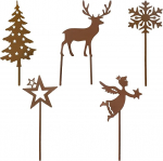 KRONLY Garden Stake 5 x j&otilde;ulukaunistus Rust Stake Metal Christmas Arrangement Advent Wreath Christmas Wreath