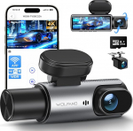 WOLFANG 4K Dashcam Auto Vorne Hinten und Innen, WiFi-Dashcam, Dash Cam Auto Kamera mit 3.19" IPS-Bildschirm, Super-Nachtsicht, Loop-Aufnahme, G-Sensor, 170-Grad-Weitwinkel WDR, 24H Parkschutz