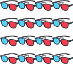 Punased sinised 3D prillid - 3D prillid filmide, m&auml;ngude ja piltide vaatamiseks punases/sinises formaadis, &uuml;hilduvad arvutimonitoride, telerite ja projektoritega, kodukino prillid, 16-ne pakend.