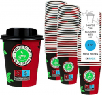 Enpack 1000 musta / punast pabertassi kaanega 200 ml j&otilde;upaberist - kohvitassid tee, kohvi, h&otilde;&otilde;gveini v&otilde;i muude jookide serveerimiseks - Coffee To Go Tassid