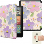 MoKo H&uuml;lle f&uuml;r 7" Ebook Reader (12. Generation 2024) und Colorsoft Signature Edition 2024, Leichte H&uuml;lle mit Handschlaufe Auto Wake/Sleep, Nicht f&uuml;r Kobo Aura 2/Remarkable, &Ouml;lgem&auml;lde Blume