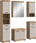 xonox.home Scout vannitoa kombinatsioon 164 x 191 x 34 cm Evoak tammepuust ja Cashmere Replica Matt - lai vannitoam&ouml;&ouml;blikomplekt selge disainiga - kaasaegne, vastupidav ja l&auml;bim&otilde;eldud