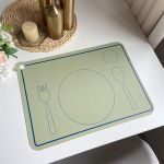 AMDXD Tischsets Abwaschbar Natur Quadratisch 6er Set, PU Leder Platzsets Abwaschbar Messer Gabel Muster Anti-Rutsch, Tischuntersetzer Abwaschbar Weihnachten Gr&uuml;n f&uuml;r Speisetisch, 30x41.5CM