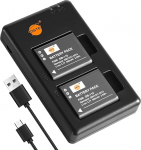 DSTE 2 x Ricoh DB-110 (900 mAh/3.7 V) battery charger compatible with Ricoh GR III, Ricoh WG-6, Ricoh G900, Ricoh G900SE camera (not suitable for Ricoh GR Digital III)