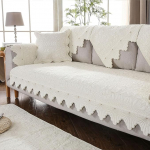Puuvillane diivan kate tikandiga Leaf Floral muster Non-Slip tepitud m&ouml;&ouml;bli kaitsja Slipcover koertele lastele Lemmikloomade diivan Slipcover masinpesuk&otilde;lblik (kreem, 28 x 28 tolli)