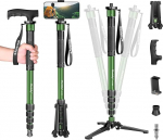Manbily Camera Monopod with Stand and Aluminium Walking Stick Handle, 5 Sections up to 180 cm, Hiking Poles, Travel Monopod, Portable, Compact, Lightweight with Feet, Max 10 kg, DSLR Camera, Video