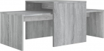 Couchtisch Set Grau Sonoma 100x48x40 cm Holzwerkstoff Moderne Nesting Tables stapelbar als Sofatisch & Beistelltisch f&uuml;r Wohnzimmer Balkon Schlafzimmer