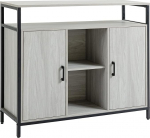 HOMCOM kaasaegne puidust k&uuml;ljepaneel 2 kapi ja riiulitega k&ouml;&ouml;ki ja esikusse Helehall 100 x 34 x 87,2 cm