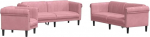 vidaXL 3-osaline diivanikomplekt, tugitool, diivan diivan elutuppa, Lounge diivan, polsterdatud diivan tugijalgadega, diivanikomplekt, istumine, kaasaegne, roosa sametne
