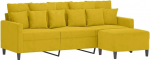 vidaXL 3-kohaline diivan, diivan koos jalatoega, lamades diivan elutuppa, polsterdatud diivan, tugitool, l&otilde;&otilde;gastav diivan, Lounge diivan, TV diivan, kollane sametne diivan