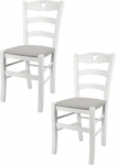 t m c s Tommychairs - 2 Cuore tooli k&ouml;&ouml;gi- ja s&ouml;&ouml;gitoa komplekt, vastupidav struktuur p&ouml;&ouml;gipuidust, l&auml;bipaistmatu valge lakitud ja pehmendusega kaetud iste, mis on kaetud p&auml;rlhalli v&auml;rvi kangaga.