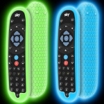 2 Pack Sky Q Bluetooth puldi EC201 EC202 2020 Silikoonist kaitsekate Sky Q puldi aku kaitseks, helendav sinine helendav roheline
