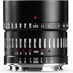 TTArtisan APS-C 50mm F/0.95 metallist korpus, mis &uuml;hildub Canon EOS-R monteeringuga, must ja h&otilde;bedane
