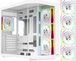 EMPIRE GAMING ECL251 Gaming PC korpus, Midi-Tower ATX, 4 x 120 mm PWM ARGB ventilaatorid koos kontroller pistikupesa, kolmekordne karastatud klaas, USB-C (valge)