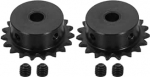 hankimise kaart 2tk #25 8mm Bore 41.5mm OD 19T C45 Carbon Steel ANSI #25 Roller Sprocket Round Hole koos reguleerimiskruvidega ISO 04C Chain Black jaoks