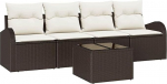 Rantry 5-teiliges Garten-Sofa-Set mit Kissen Braun Poly-Rattan Gartenlounge Model3345908