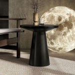 Furniture of America Crambel Beistelltisch aus Massivholz, moodne, modern, 50,8 cm, runder Beistelltisch mit kegelf&ouml;rmigem Sockel f&uuml;r Wohnzimmer, Schwarz