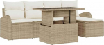 6-teiliges Garten Sofa Set mit Kissen Beige Poly Rattan Gartenlounge Model3357364