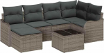 Rantry 6-teiliges Garten-Sofa-Set mit Kissen Schwarz Poly-Rattan, 2-Sitzer Garten-Sofa mit Kissen Grau Poly-Rattan Gartenlounge Model3345779