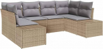 Rantry 6-teiliges Garten Sofa Set mit Kissen Beige Poly Rattan Gartenlounge Model3347200