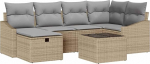 Rantry 7-teiliges Garten Sofa Set mit Kissen Beige Poly Rattan Gartenlounge Model3359289