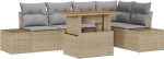 6-teiliges Garten Sofaset mit Kissen Beige Poly Rattan Gartenlounge Model3358702