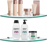 Skelang 2 Pack Glass Bathroom Shelf Wall Mounted 292x292mm Shower Shelf with 8 Brackets 8mm Thick Tempered Glass Corner Shelf for Wardrobe Kitchen Living Room Bedroom