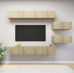 Homgoday TV Set 6 Pieces Sonoma Oak Chipboard TV Cabinet Cabinet Cabinet for TV Coffee Table Living Room TV Stand for Living Room