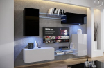Furnitech Wall Unit | Hanging Modern | Cabinet Wall with Shelves and TV Cabinet | Living Room Furniture without LED (AN57N-21BW-HG3-1B)