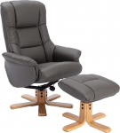 Morris Living Cairo Plush Faux Leather Swivel Chair and Footstool (Cinder)