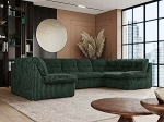 MKS MEBLE Wohnlandschaft COMODO U XXL - U-kujuline diivan magamisfunktsiooniga ja voodikastiga, diivanvoodi koos hoiuruumiga, vabalt seisev elutoa diivan nurgas diivan polsterdatud nurgas - roheline n&ouml;&ouml;r | Kaasa arvatud
