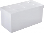 HOMCOM Folding Faux Leather Cube Square Footrest Stool Box (Cream White)