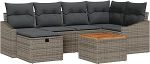 Rantry 7 Teile Garten Diivan Set mit Kissen Grau Poly Rattan Gartenlounge Model3359566