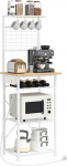 MAHANCRIS K&uuml;chenregal mit Steckdosen, Standregal, B&auml;ckerregal, 35 x 48 x 135 cm, 4 S-Haken, Kaffeebar-Station mit Flaschenhalter und Haken, Wei&szlig; ABRBN23UE01