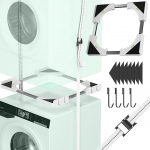 JHCHU Slimline Waschmaschinen Trockner Stapelkit, Universeller Ultra-D&uuml;nner Rahmen f&uuml;r 45-68 cm Ger&auml;te, Platzsparendes Design mit Leichtem Aluminium-Spannband (Wei&szlig;)