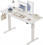 Agilestic reguleeritava k&otilde;rgusega laud, 120 x 60 cm, tugev laud, reguleeritava k&otilde;rgusega, elektriliselt reguleeritav, m&auml;lu k&auml;epidemega, ergonoomiline seisev laud, arvutilaud, valge