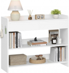 Hzuaneri CT01603X Konsoollaud, koridorilaud sahtli ja 2-tasandiliste hoiukappidega, k&uuml;ljelaud lauan&otilde;ude, kaks konksu m&otilde;lemal k&uuml;ljel, esikusse, elutuppa, 100 &times; 30 &times; 80 cm, valge