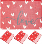 KICHOUSE 4 St&uuml;ck Valentinstag Tischset Herz Tischmatten 30X45cm Abwaschbare Festival Platzsets f&uuml;r Esstisch Party Zuhause rutschfeste Geschirrmatte mit Liebesmuster