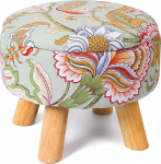 Nandae Boho Jalahoob koos hoiuruumiga, 2-in-1 kaanega, muutub k&uuml;ljelauaks, eemaldatava kangakattega ja puidust jalgadega Ottomani elutuppa, magamistuppa, garderoobi (32 x 28 cm, beež)