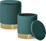 ELYFLAIR &Uuml;mmargune sametist tool koos hoiuruumiga ja istmepadja kaanega I tool Jalahoop istme kirstu tool sisustus riietuslaua aksessuaaride kaunistamiseks t&auml;iskasvanutele ja lastele l&auml;bim&otilde;&otilde;t 31 H 38 cm (t&uuml;rkiissinine)