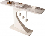Moderner Eingangstisch mit Felsplatte, schmale Konsole f&uuml;r Foyer, Flur, Wohnzimmer, 119,9 cm, beež ja wei&szlig;, Sofatisch, stilvolle schmale Flurkonsole