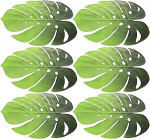 SAFIGLE 6 St&uuml;ck Teiliges Monstera Tischsets aus Rutschfestem Eva Hitzebest&auml;ndige Platzmatten und Untersetzer f&uuml;r Tropische Tischdeko f&uuml;r Geburtstagsfeiern und Hawaii Partys